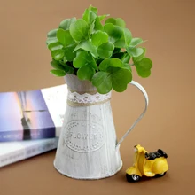 Винтажный Ретро Сельский стиль железный лист кувшин цветочный горшок металлический художественный кувшин ваза чайник садовый Декор Украшение балкона Цветочная композиция