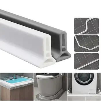 

90cm Bathroom Water Stopper Water Flood Barrier Gray Silicone Partition Strips Dry and Wet Separation For Bathroom Kitchen