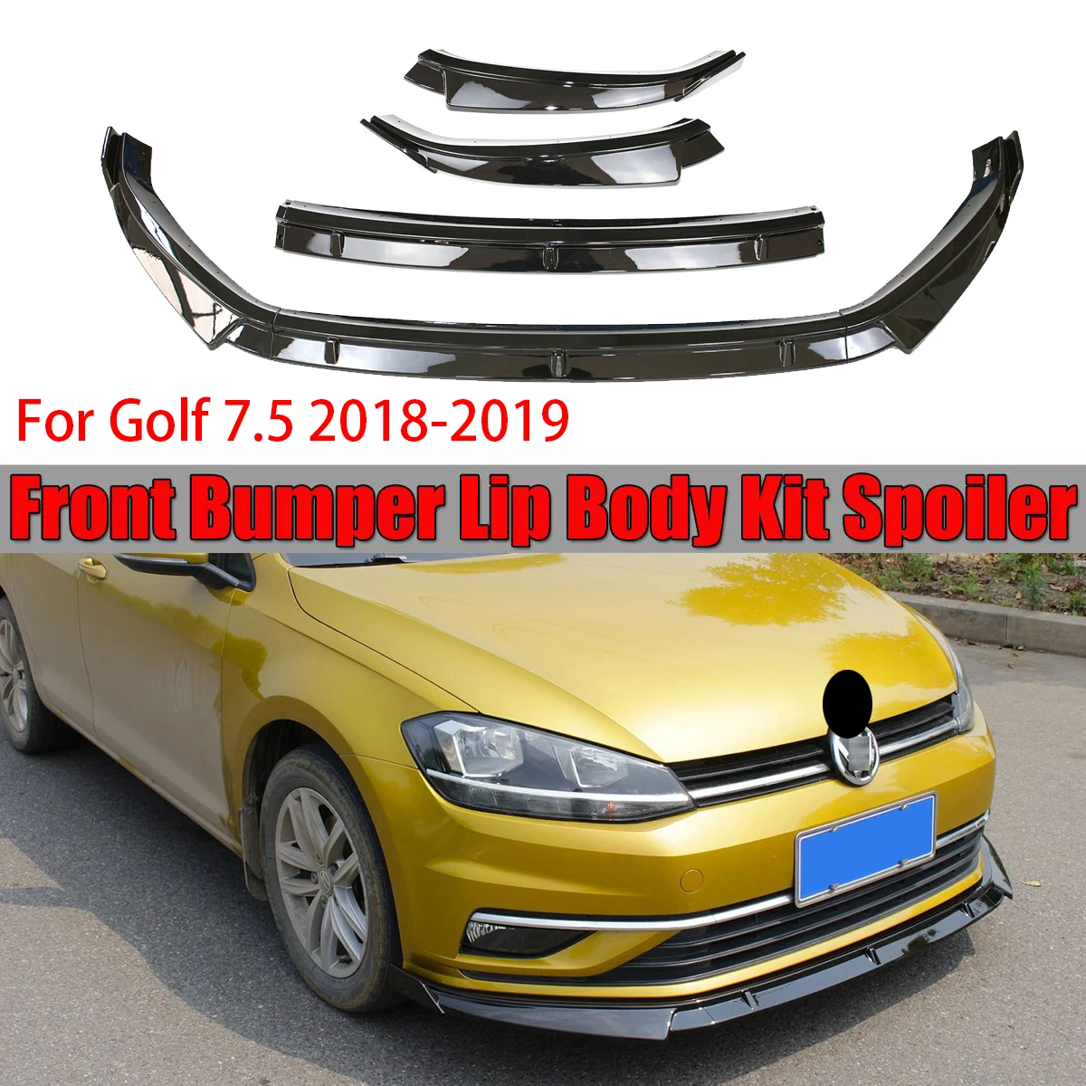 

3pcs Car Front Bumper 18-19 Golf 7.5 Generation Modified Front Shovel Golf Size Surround Decoration Front Lip Front Shovel