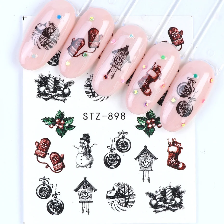 Набор стикеров для дизайна ногтей, Зимний цветочный дизайн, переводная наклейка, украшение для маникюра, наклейки для лака для ногтей, обертывания, LASTZ880-921
