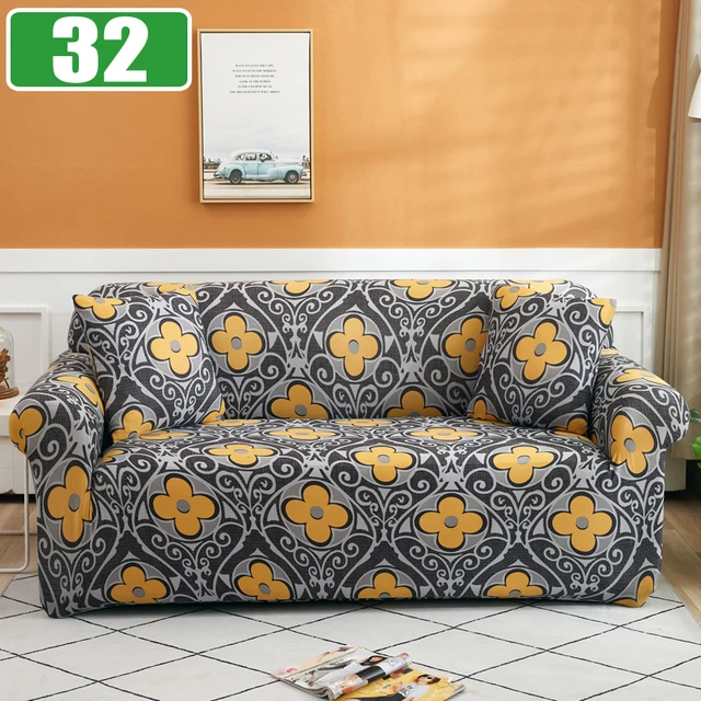 Elastic Sofa Cover Slipcovers for Living Room Stretch 1/2/3/4 Seater Plaid Sofa Armchair Couch Covers L-Shaped Corner Sofa Cover 32
