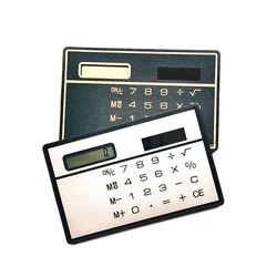 Mini calculatrice solaire Portable Ultra mince à 8 chiffres, format carte de crédit, fournitures de bureau et scolaires pratiques 