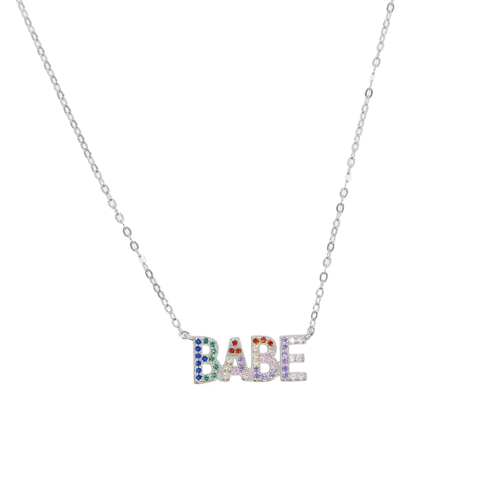 Женское разноцветное ожерелье с надписью rainbow cz pastel BABE ювелирное изделие из 100%