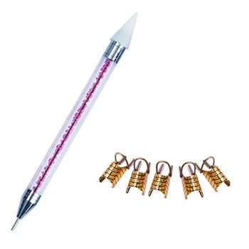 

2 Set Nail Accessories: 1 Set Dotting Pen for Nails & 1 Set Nail Art C Curved Shape Extension Guide Tips
