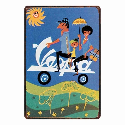 Я люблю скутер Vespa потертая шикарная гаражная тарелка настенный паб домашний