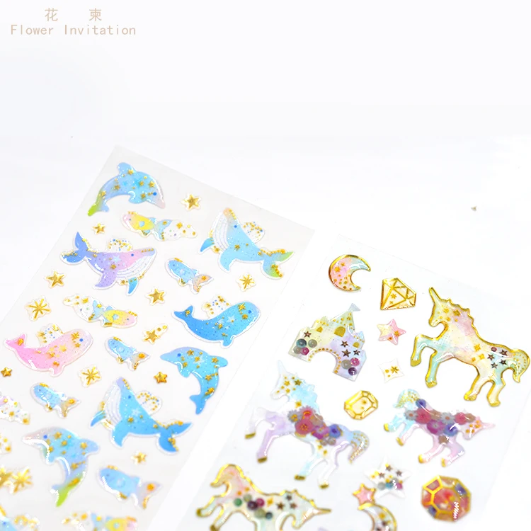 

Flower Invitation Adhesive Japanese Laser Star Moon DIY Explosion Nail Sticker Crystal Epoxy Sticker Flower Metal Jewelry
