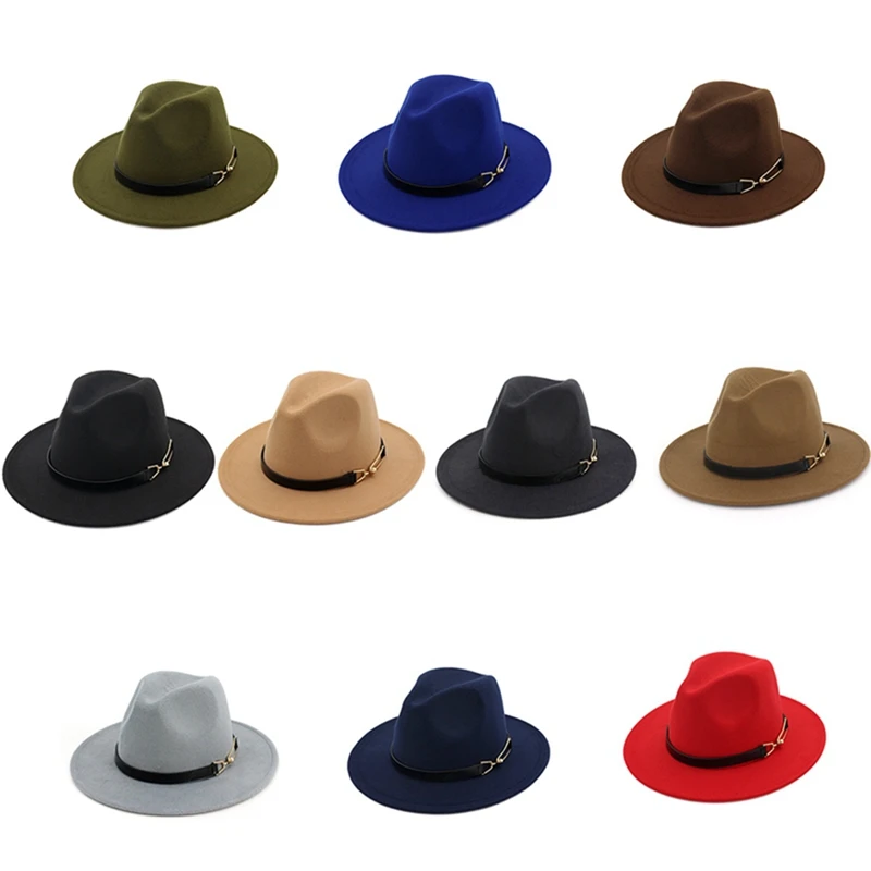 Женская Фетровая Шляпа Fedora, зимние шляпы с широкими полями, осенняя мода, церковная женская имитация шерсти, мужская фетровая шляпа
