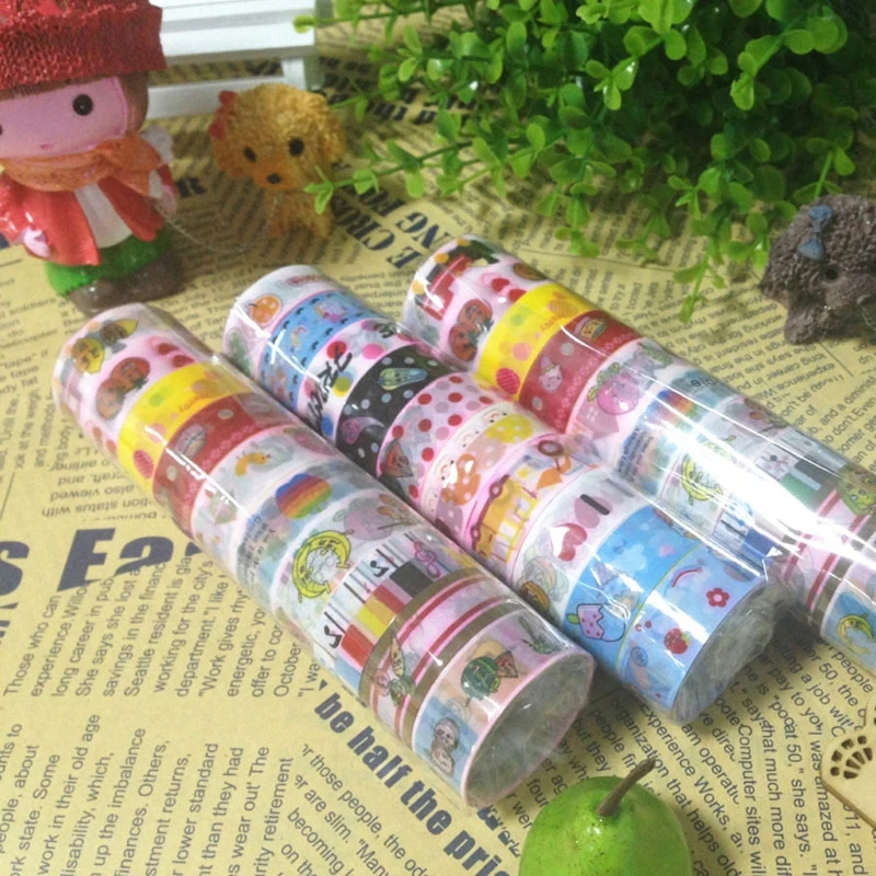 

10Rolls Kawaii Deco Cartoon Tape Scrapbooking Adhesive Paper Sticker