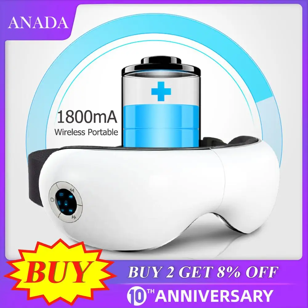 

Anada Eyes Care Device Music Hot Compress Heating Relax Massage Glasses Remove Dark Circles And Wrinkles Electric EyeMassager