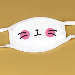 Mascarilla de algodón antipolvo para hombre y mujer, tapabocas Unisex de dibujos animados, cubrebocas de color blanco, estilo Kawaii y coreano
