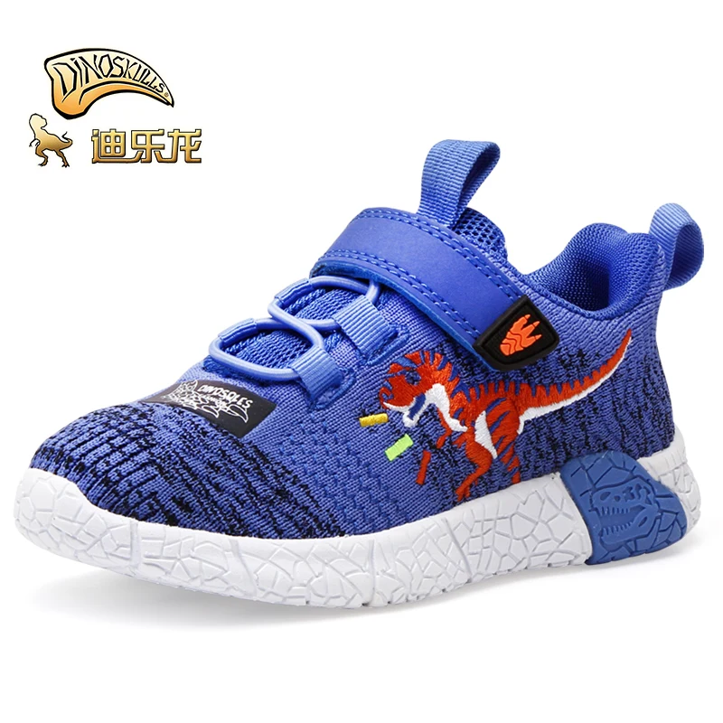 DINOSKULLS осень теннисные кроссовки для маленьких детей «динозавр» для мальчиков, светящийся светодиодный осветительный прибор обувь детская сетчатая Спортивная дышащая обувь - Цвет: navy-LED