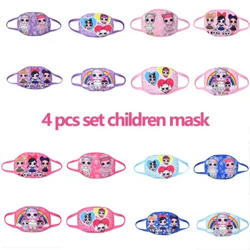 

4pcs LOL Mask Kid Masks Doll Mouth Mask Children Girl Cotton Face Mask Anime Figure Washable Breathable Dustproof Masks