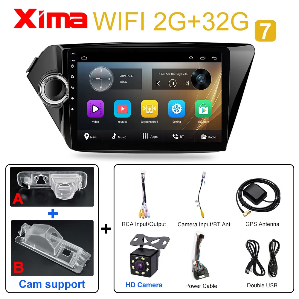 Car Android Multimedia Video Player For KIA RIO 3 4 2011- 2din Car Radio Navigation Bluetooth autoradio With Car dvr - Цвет: kia rio 3-32-S cam