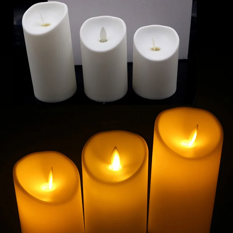 3x комплект Батарея приведенный в действие Свеча светильник беспламенного светодиодные лампы свадебные для рождественской вечеринки декор