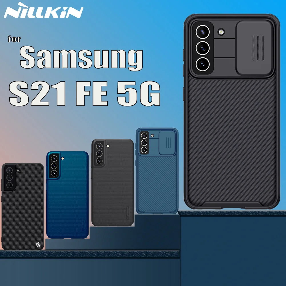 for Samsung Galaxy S21 FE 5G Case Nillkin Slide Camera Lens Protect Hard Frosted Shield Textured Fiber Cover |