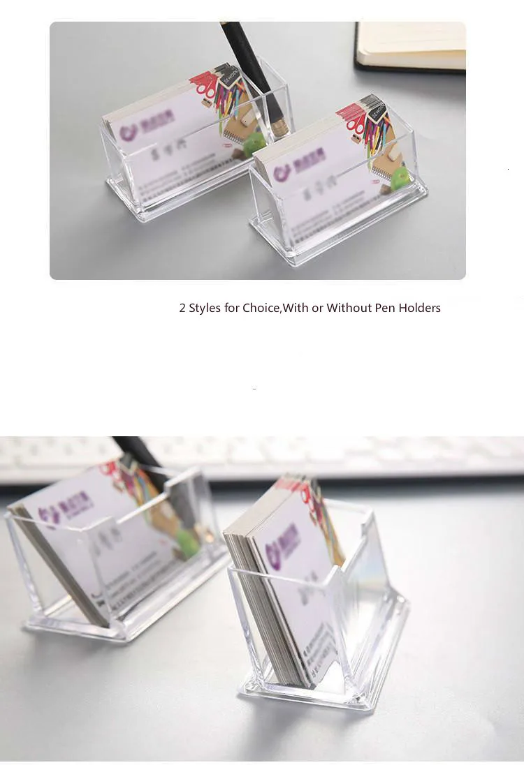 Oude Desktop Business Card Holder Box Acrylic Transparent Office Stationery Business Affairs Gift 2 Styles For Choice