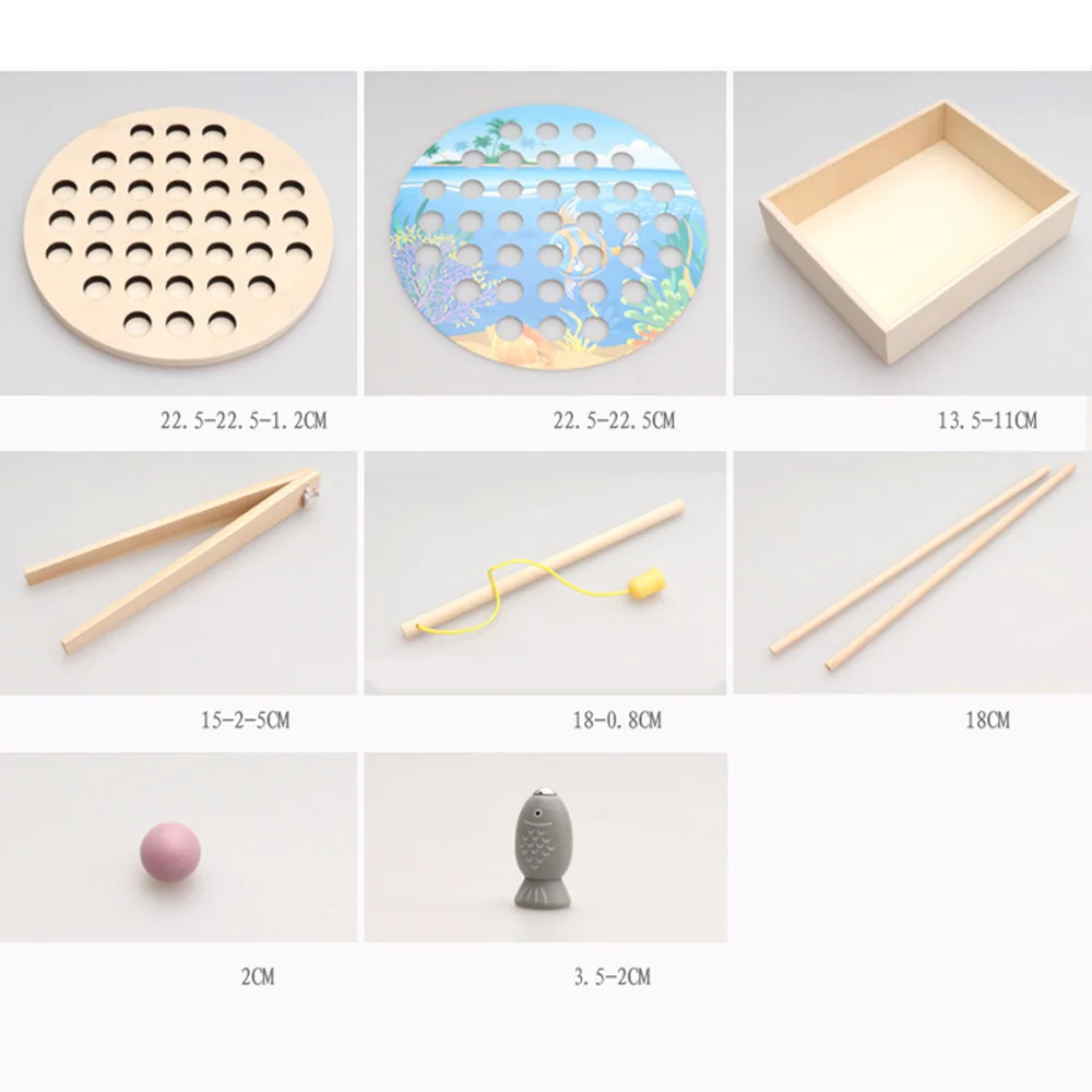 Children fishing toy Clips Beaded hand-eye coordination early educational beads fishing multi-function learning wooden 4-6 years