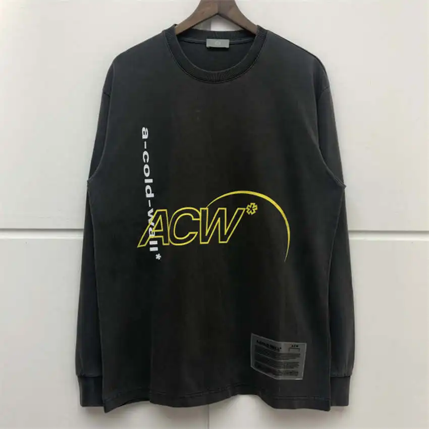 

A-COLD-WALL ACW T Shirt Men Women Best quality Washed Do Old Retro Geometric Patterns A-COLD-WALL Long Sleeve T-shirts