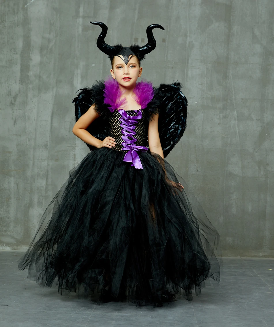 Детское платье на Хэллоуин Maleficent костюм злой королевы карнавальные костюмы