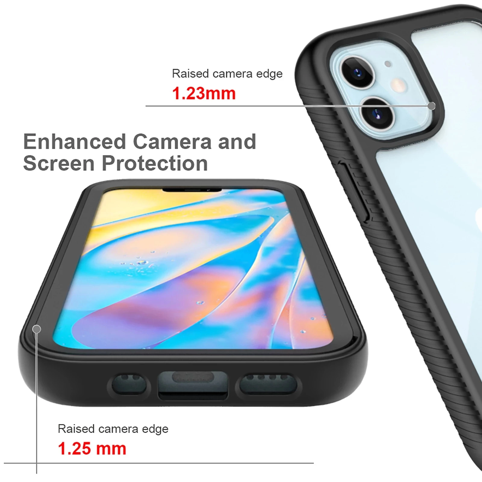 Shockproof Clear Back Cover with Double Layer Rugged Bumper