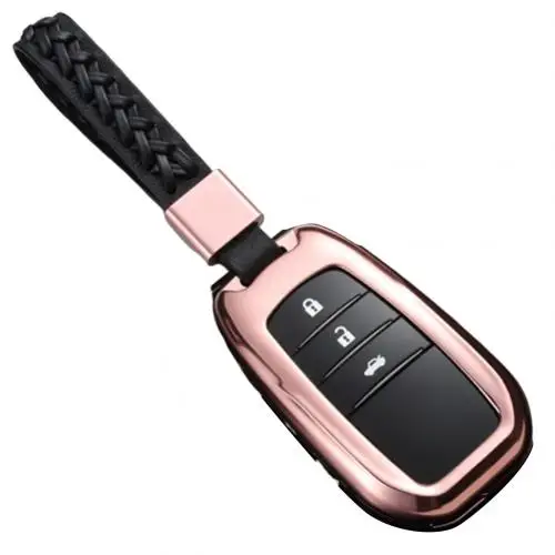 Алюминиевый сплав ключа автомобиля чехол для Toyota Camry Corolla CHR Prado RAV4 - Название цвета: Rose Gold