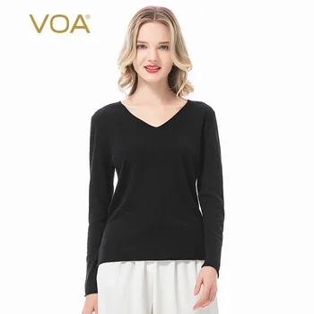 

Voa Pure Sheep Wool Collar Long Sleeve Skin-friendly T-shirt Bg0 Tshirt T Shirt Women Befree Harajuku