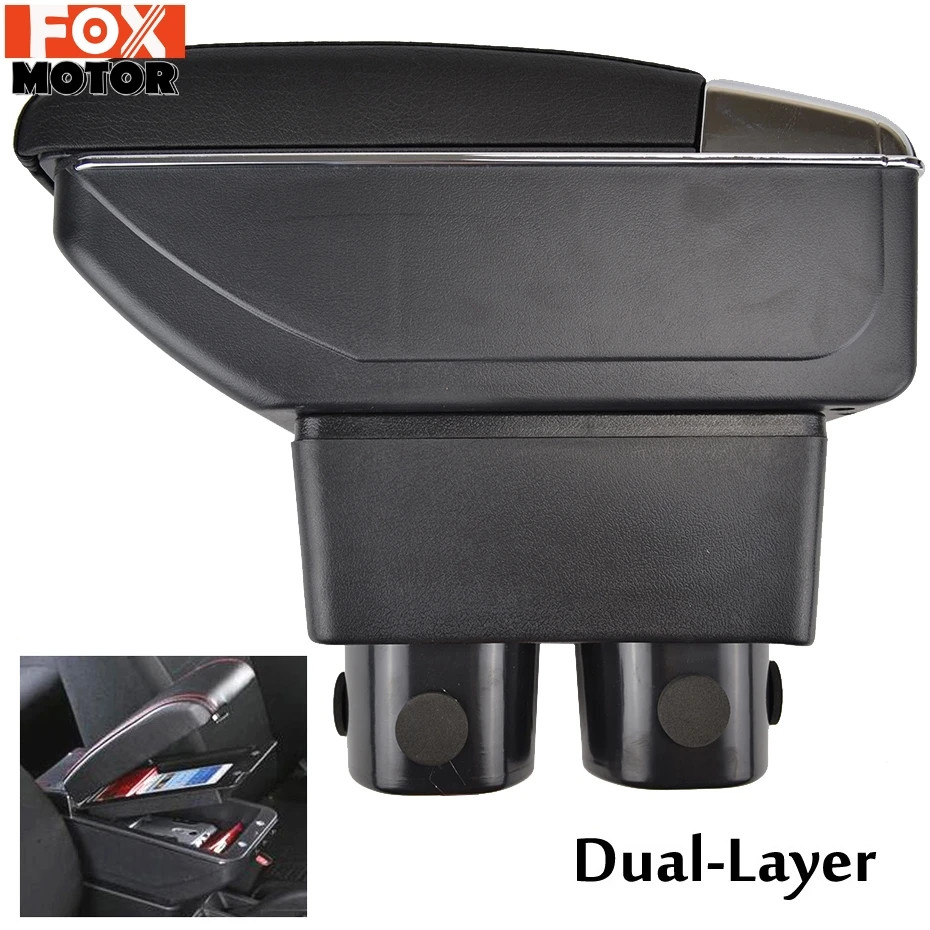 

For Nissan VERSA TIIDA LATIO 2007-2011 Faux Leather Armrest Arm Support 2008 2009 2010 Dual Layer Center Console Storage Box