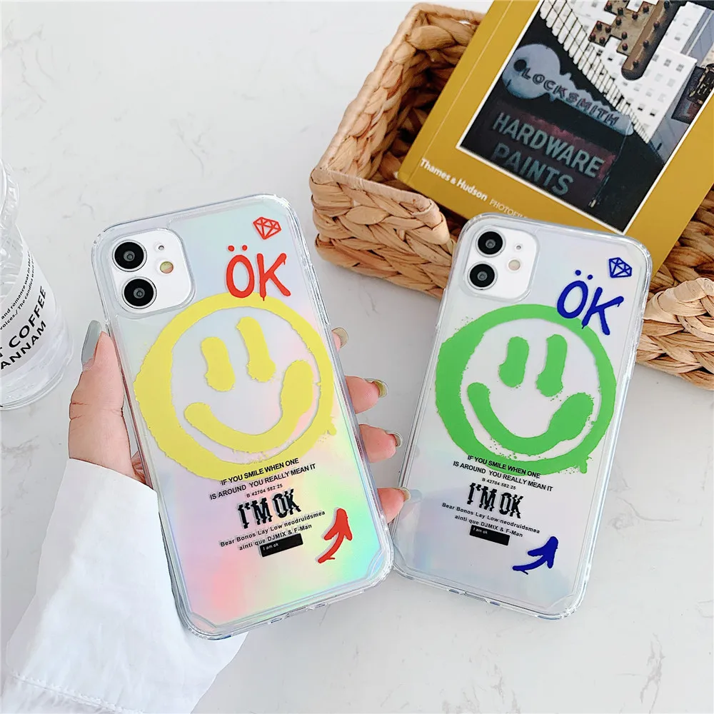 Новый прямой улыбка чехол Funda для iPhone 12 Mini/11/12Pro Макс XR XS Max мягкий