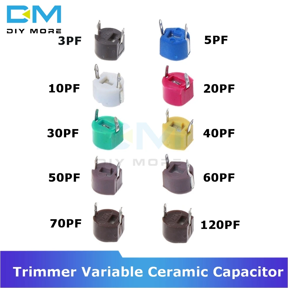 10PCS 6mm Trimmer Variable Ceramic Capacitor 3PF 5PF 10PF 20PF 30PF
