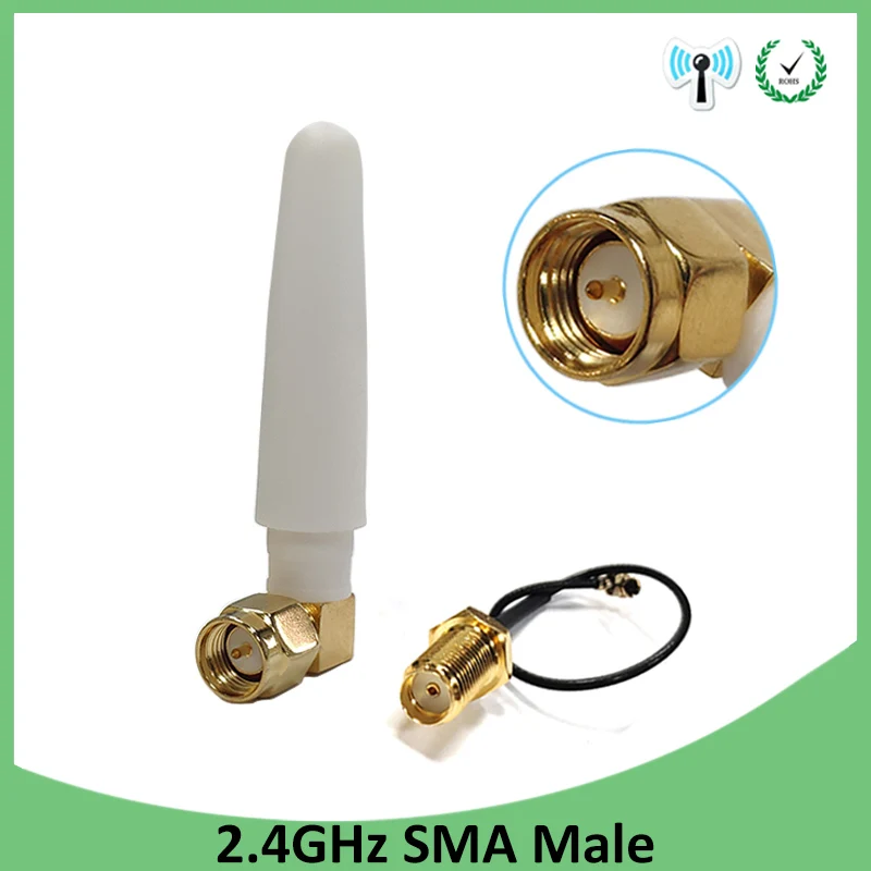 

2.4Ghz antenna Wifi 2dbi SMA Male connector white 2.4 ghz antena Omni-Directional Router Antenna +21cm RP-SMA Male Pigtail Cable