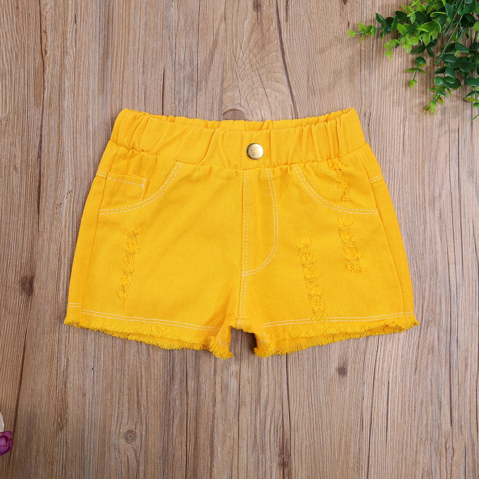 2-8y Summer Toddler Kids Baby Girl Denim Shorts Girls Solid Color High Elastic Waist Ripped Jeans Short Pants for Children kids shorts