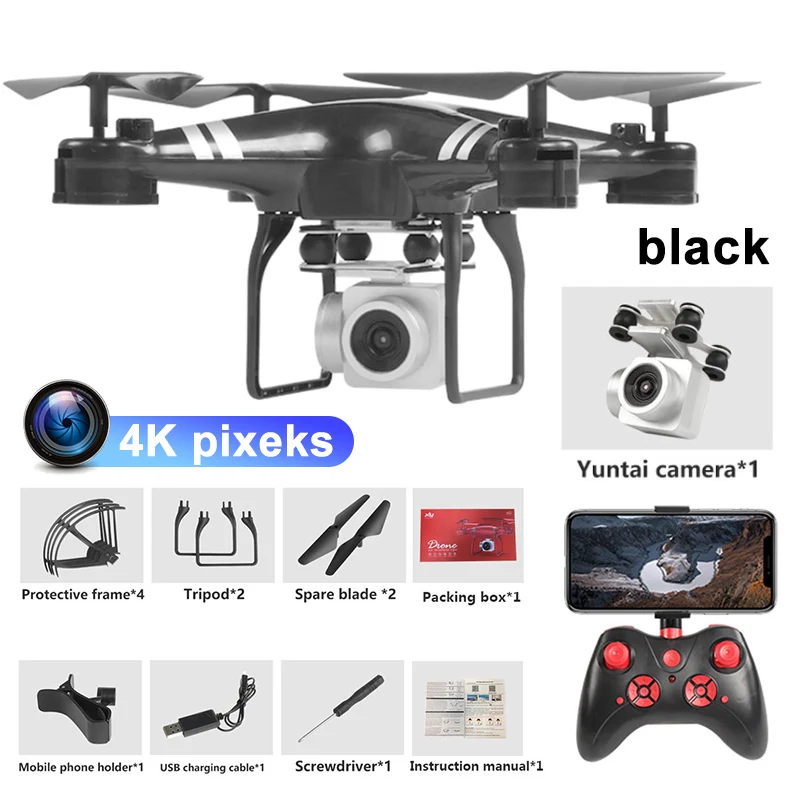 black 4k KY101D Дрон 4k камера-ручка fpv широкоугольная камера самолет с ДУ вертолет на радиоуправлении с Квадрокоптер с камерой VS XS809 M65 Дрон - Цвет: black 4k
