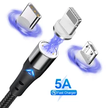 Cabo de carga magnético 5a cabo de carregamento rápido usb tipo c ímã de cabo micro usb c cabo de carregamento de dados cabo do telefone móvel cabos de cabo usb
