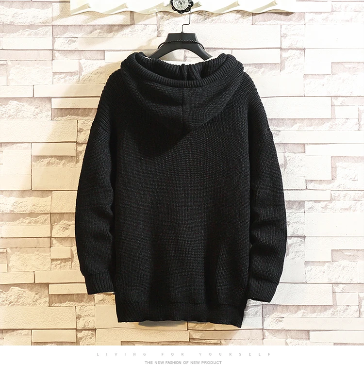 Повседневный свитер с капюшоном для мужчин больших размеров xxxl 4xl 5xl Черный Зеленый свободный осенне-зимний