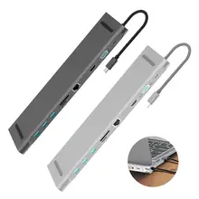 10 в 1 Usb type-c концентратор Hdmi 4 K/SD/TF кардридер/зарядка PD аудио/RJ45 адаптер подходит для type C интерфейс, ноутбук