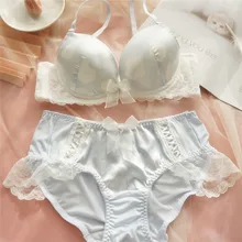 

Sweet Kawaii Lolita Underwear Women Girls Push Up Lingerie Pink Blue Seamless Bra and Panty Set for Ladies Bralette Lingerie New