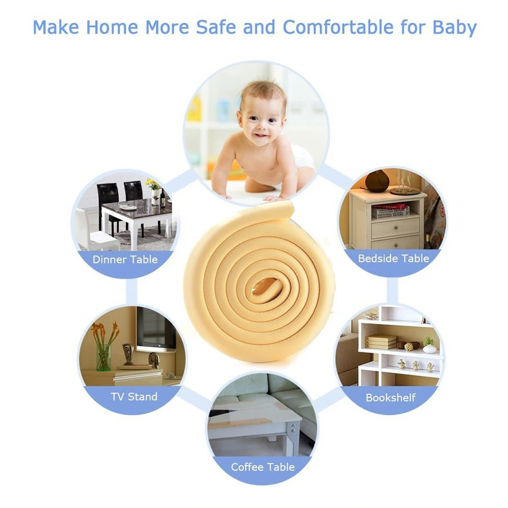 Эфирные домашние высокие эластичные 2 м NBR пены дети безопасности стол Угловые Мягкие подушечки на мебель полосы Двухсторонняя клейкая защита