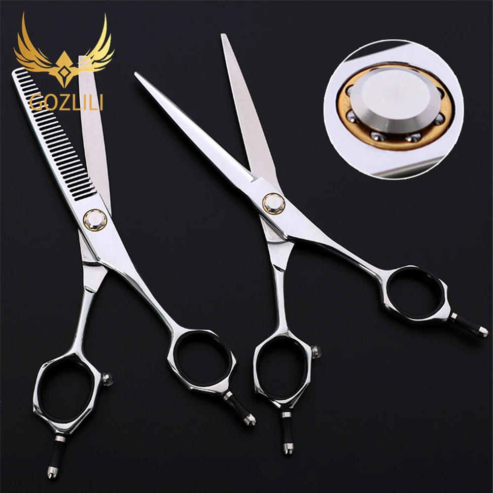 GOZLILI Japanese 440C Hair Scissors Professional Hairdressing Scissors With Big Bearing Screw Hair Cutting And Thinning Scissors (12)