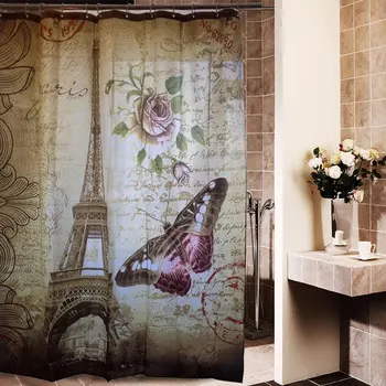 

Waterproof Paris Eiffel Tower Bathroom Shower Bath Shower Curtain Tools