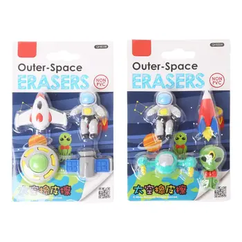 

4pcs/set Creative Flying Saucer Alien Spaceship Shaped Rubber Pencil Eraser Kids