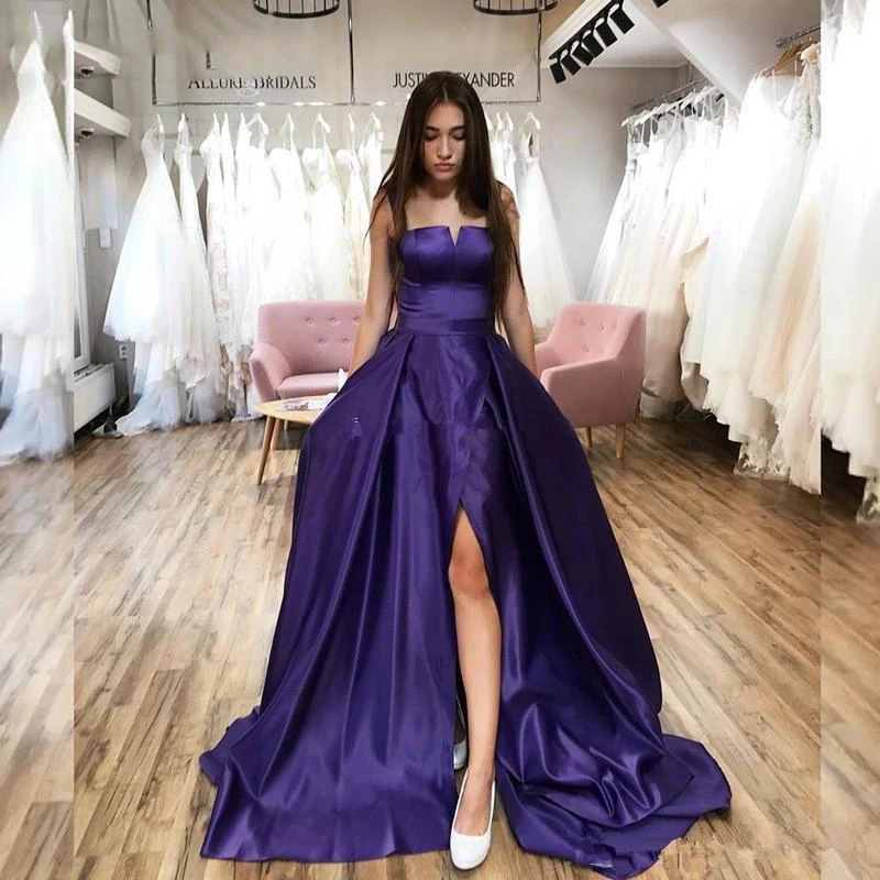 

SoDigne Simple Evening Dresses 2020 Long Sexy Side Slit A-Line Prom Dress formal Gowns Vestido De Festa Custom Made