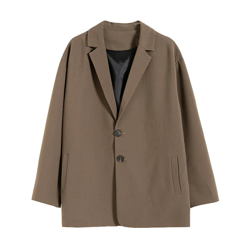 Brown Black Blazer Men Fashion Society Mens Dress Jacket Korean Loose Casual Suit Jacket Mens Office Formal S-2XL