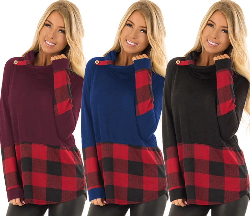 

Best Selling 2020 Spring and Autumn Fashion Printing Turtleneck Button Long-Sleeved Women's Shirt Sweater