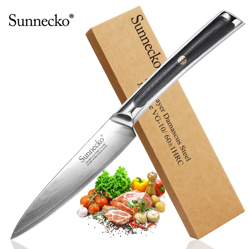 Sunnecko " дюймовый универсальный нож японский VG10 стали бритвы острое лезвие Дамасские кухонные ножи шеф-повара G10 Изысканная ручка