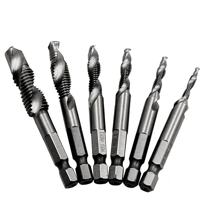 

1/4" Hex Shank Drill Bit M3 M4 M5 M6 M8 M10 HSS Metric Screw Thread Tap Taper & Drill Bits Metric Composite Tap Drills