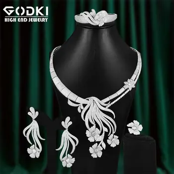

GODKI Luxury Flowers Blossom African Jewelry Sets For Women Wedding Cubic Zirconia Dubai Bridal Jewelry Set 2020 Costume Jewelry
