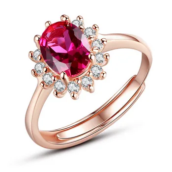 

Vintage Rose Gold Red Crystal Open Ring Elegant Personality Female Romantic Ring To Send Friends Birthday Gifts