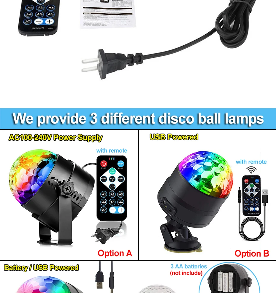 Christmas LED Disco Light Soundlights Party Lights Disco Ball Sound Activated Strobe DJ Stage Lamp For Home Halloween Projector
