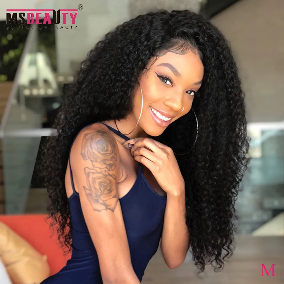 

150% Curly Hair Lace Front Human Hair Wigs Pre-plucked Msbeauty Malaysian Remy Hair 13x4 Lace Frontal Wig Middle Ratio 10"-30"