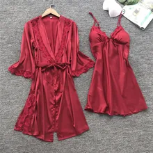 Robe De Nuit Femme комплект с платьем Женская модная сексуальная одежда для сна Нижнее белье соблазнительное кружево Пояс Нижнее белье Ночная рубашка бесшовные однотонные комплекты